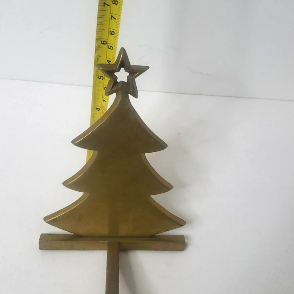 Vintage Cost Plus Brass Christmas Tree Stocking Holder For Mantel